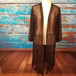 Ember Sheer Black and Lace Duster NWT